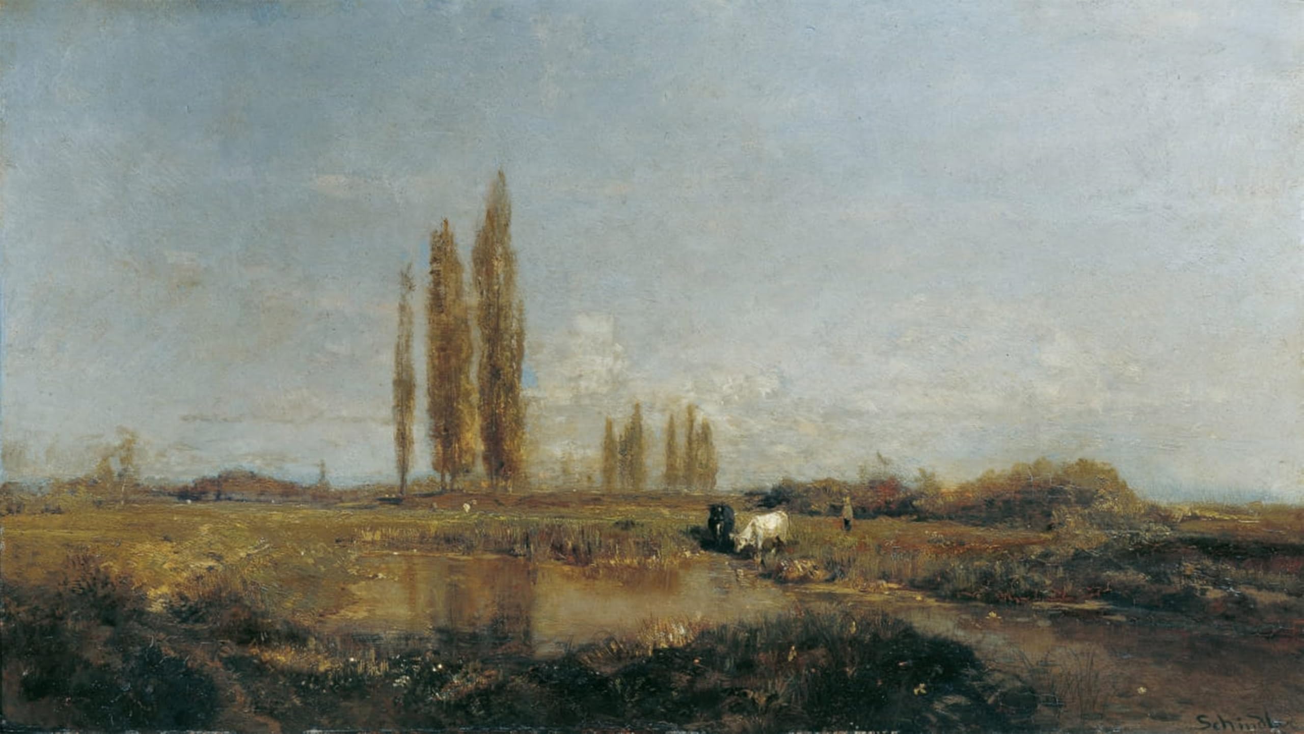 ARTXLXXBN Famous Painting Art Wall Decor Abstract Art Picture on the Thaya Near Lundenburg by Emil Jakob Schindler Animal Pictures for Home Decor 60x90cm