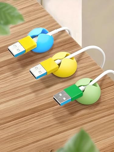 Paquete de 10 clips organizadores de cables de silicona multicolor, gestión universal de cables para cables de datoscargaauriculares, soporte para