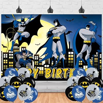 Bat Hero Backdrop 5x3 Vinyl Superhero Super City Birthday Party Supplies Photography Background Picture Photoshoot Cake Table Decor Banner Video Shoot Drapes Poster