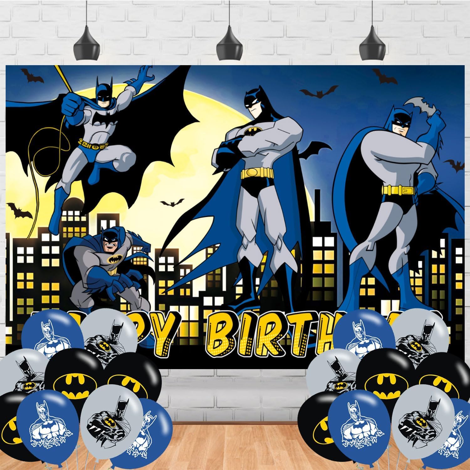 Bat Hero Backdrop 5x3 Vinyl Superhero Super City Birthday Party Supplies Photography Background Picture Photoshoot Cake Table Decor Banner Video Shoot
