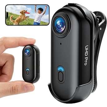 4K UHD Wearable Action Camera, 160 , Ultra Wide Angle, Small, Lightweight, Video Camera, Hands-Free, First Point Shooting, IP68 Waterproof, Wi-Fi, Smartphone, Loop Recording, Still Image Capture, Vlog