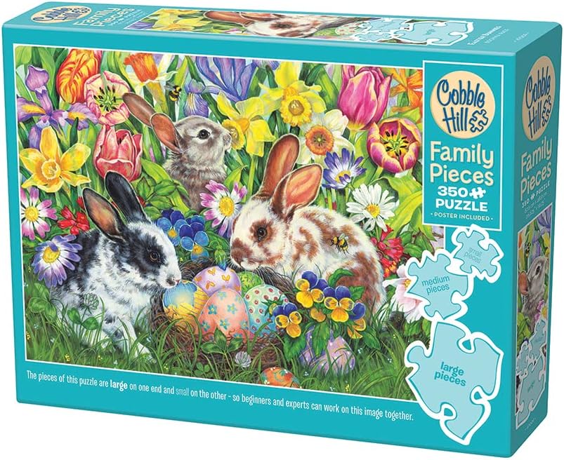Miniatura 5 de Cobble Hill - Rompecabezas familiar de 350 piezas, conejitos de Pascua (familia), póster de muestra incluido