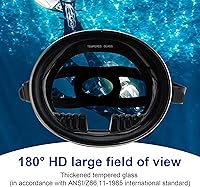 Vista 1 de YUEX MER - Máscara de buceo de alta calidad, lente de vidrio templado panorámico HD de 180°, antivaho y cómodo equipo de snorkel de silicona