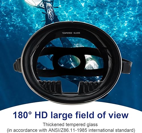 Miniatura 2 de YUEX MER - Máscara de buceo de alta calidad, lente de vidrio templado panorámico HD de 180, antivaho y cómodo equipo de snorkel de silicona de grado