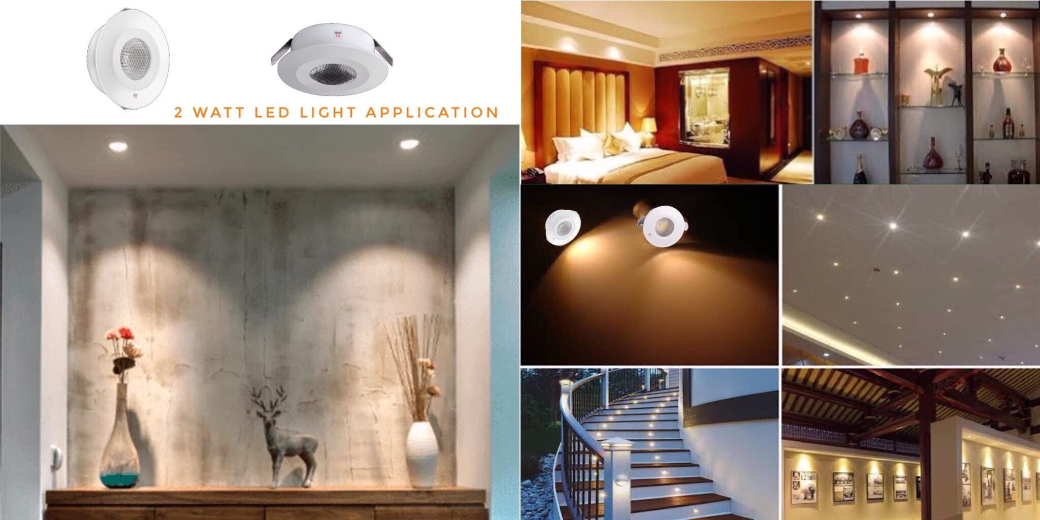 Prop It Up Spot 2-Watt LED COB Lights Smallest LED RESSESED Light AC 220, Plastic, LED 2 WATT SPOT Light, White 2
