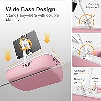 Vista 6 de Soporte de almohada para tableta para uso regazo, cuenco de aperitivos y brazo giratorio de 360°, soporte ajustable para iPad para cama, sofá y Rosa