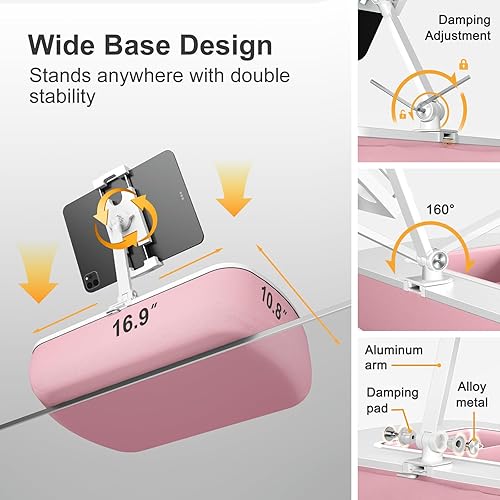 Miniatura 6 de Lap Beanbag - Soporte de almohada para tablet con cuenco y brazo giratorio de 360, soporte ajustable para iPad para cama, sofá y reclinable,