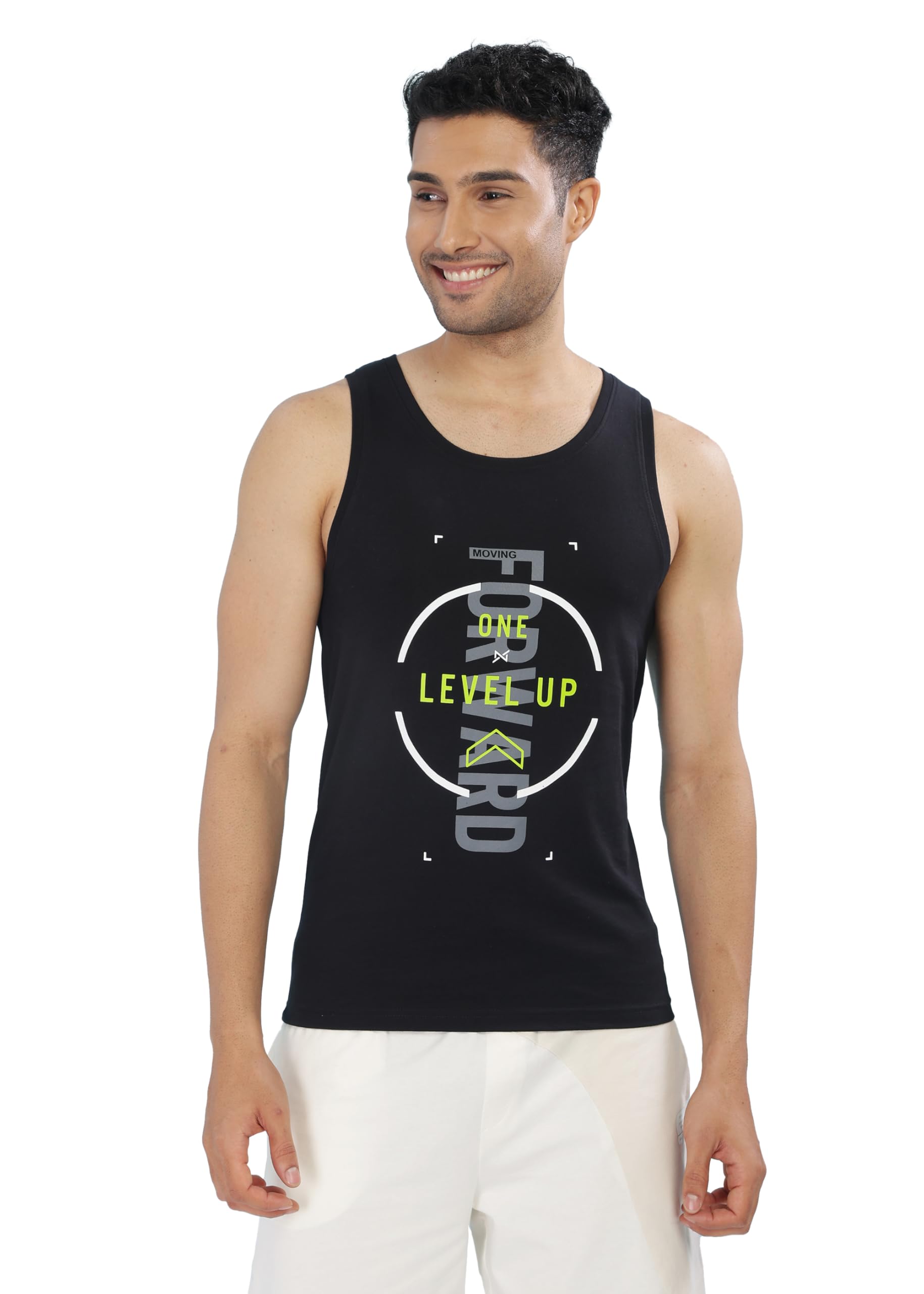 force nxt Printed Gym Vest for Men Pack of 1 | Super Combed Cotton Gym Tank | Regular Fit, Scoop Neck Ganji | Breathable, Sleeveless Men's Sports & Yoga T-Shirt-picture-37