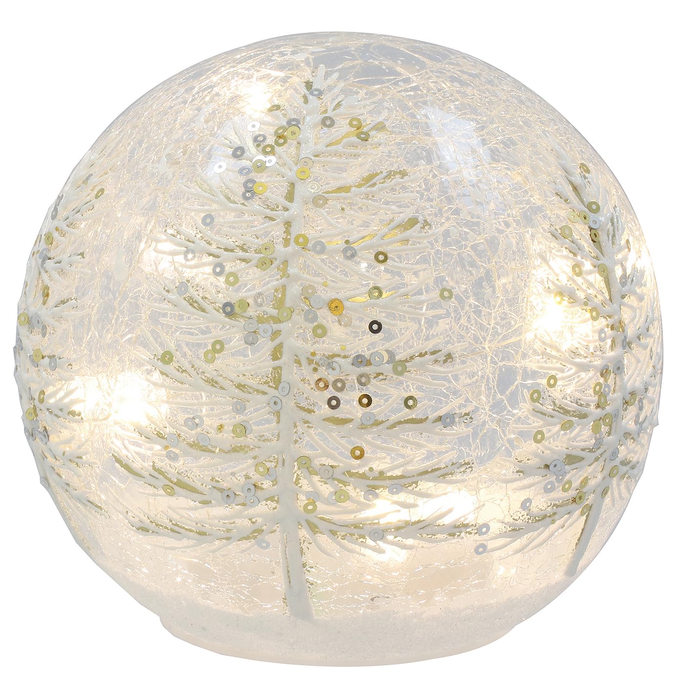 Shudehill Giftware Christmas Crackle Glaze Snowflake, Tree or Robin Globe LED Cordless Battery Operated Lamp - Home Xmas Decoration Small or Large (Large, Snowflake)