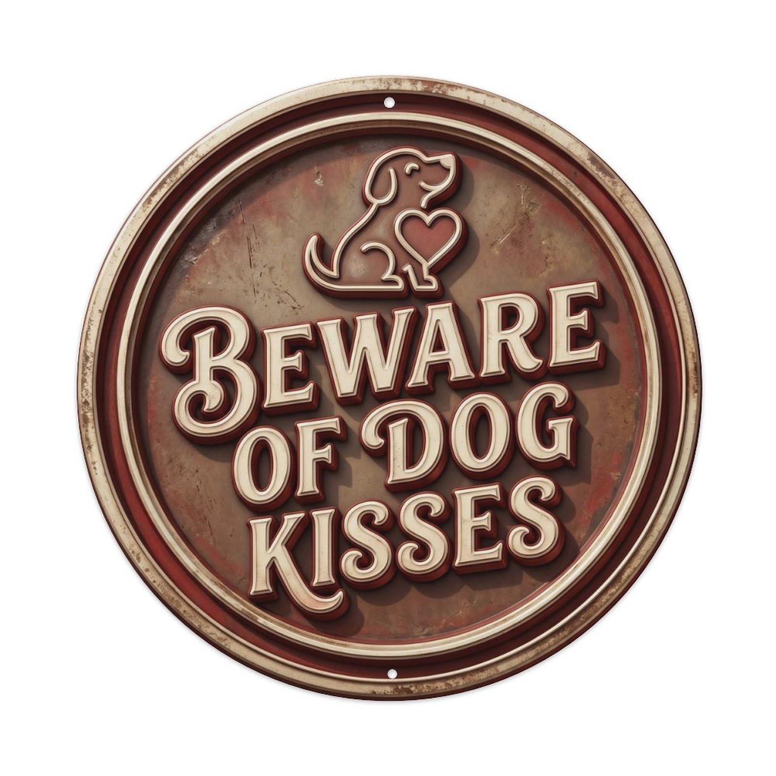 Beware of Dog Kisses Classic Garage Display Retro Slogans Metal Tin Sign