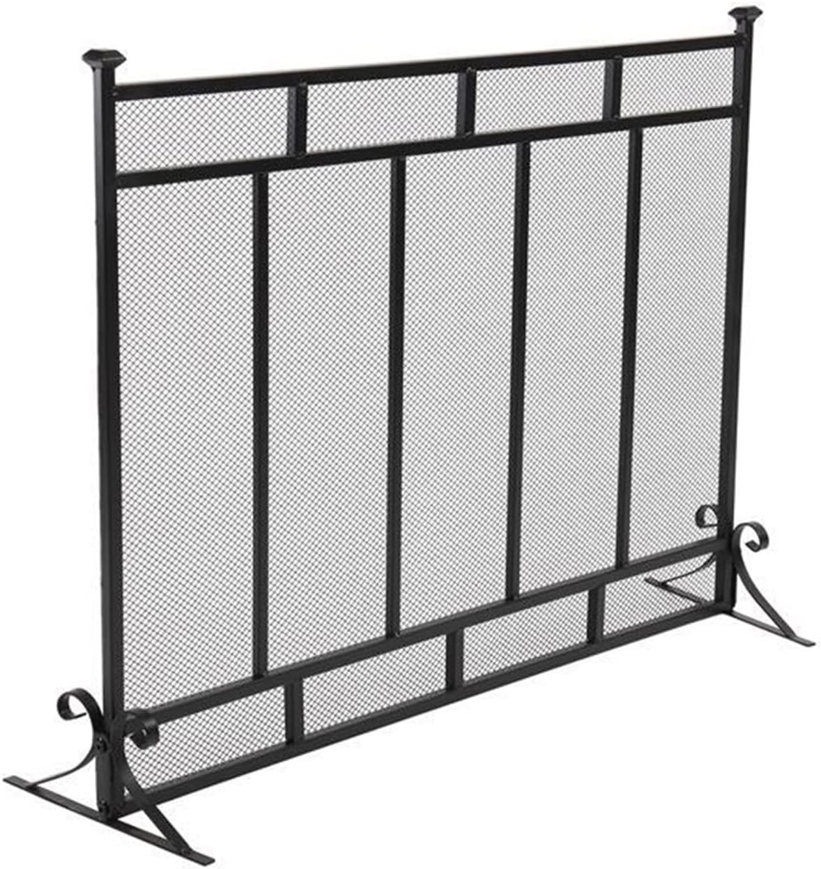 Large Decorative Iron Fireplace Screen - Vertical Grid Design, Mesh Spark Guard, Solid Cover for Enhanced Safety and Style - Perfect for Home or Patio Use
