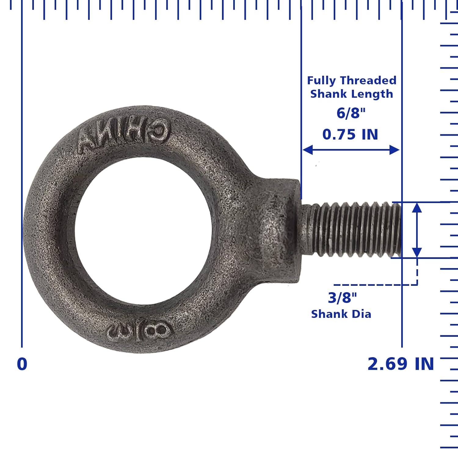 Lifting Shoulder Eye Bolt 3/8"-18 2 Pcs, Industrial Grade Heavy Duty Forged Steel for Truck Tractor Bucket Use As Towing&Pulling Point