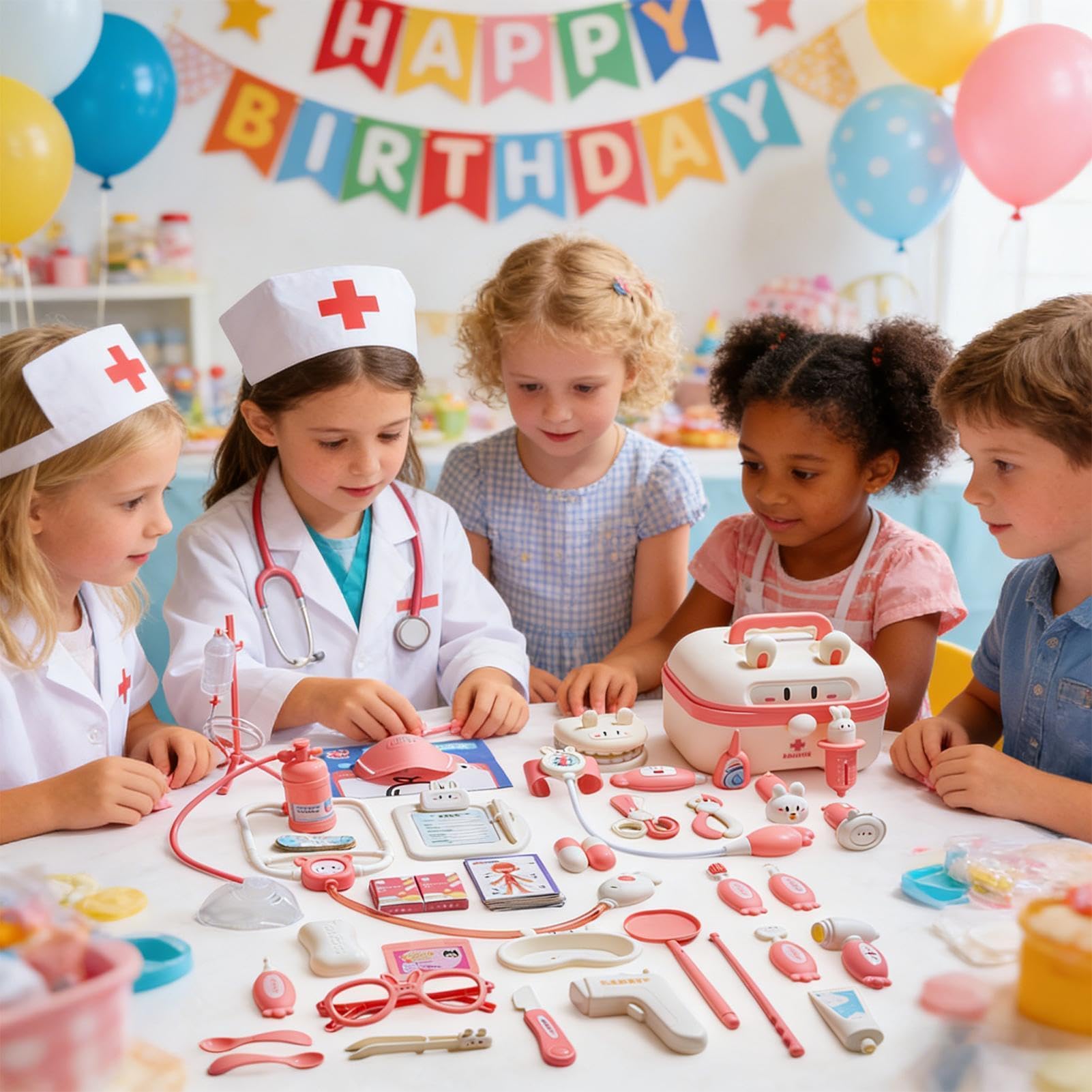 Arztkostüm-Set für Kinder Krankenhaus-Rollenspiel mit Licht- & | Arzt-Spielzeug für Kinder für Zuhause, Kindergarten, Geburtstag, Schlafzimmer, Wohnzimmer
