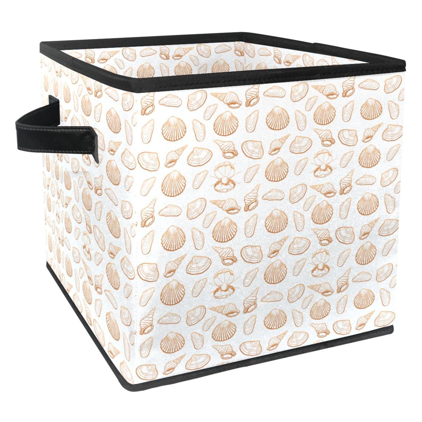 Boîte de rangement pliable en tissu cube motif coquillage de mer pour jouet