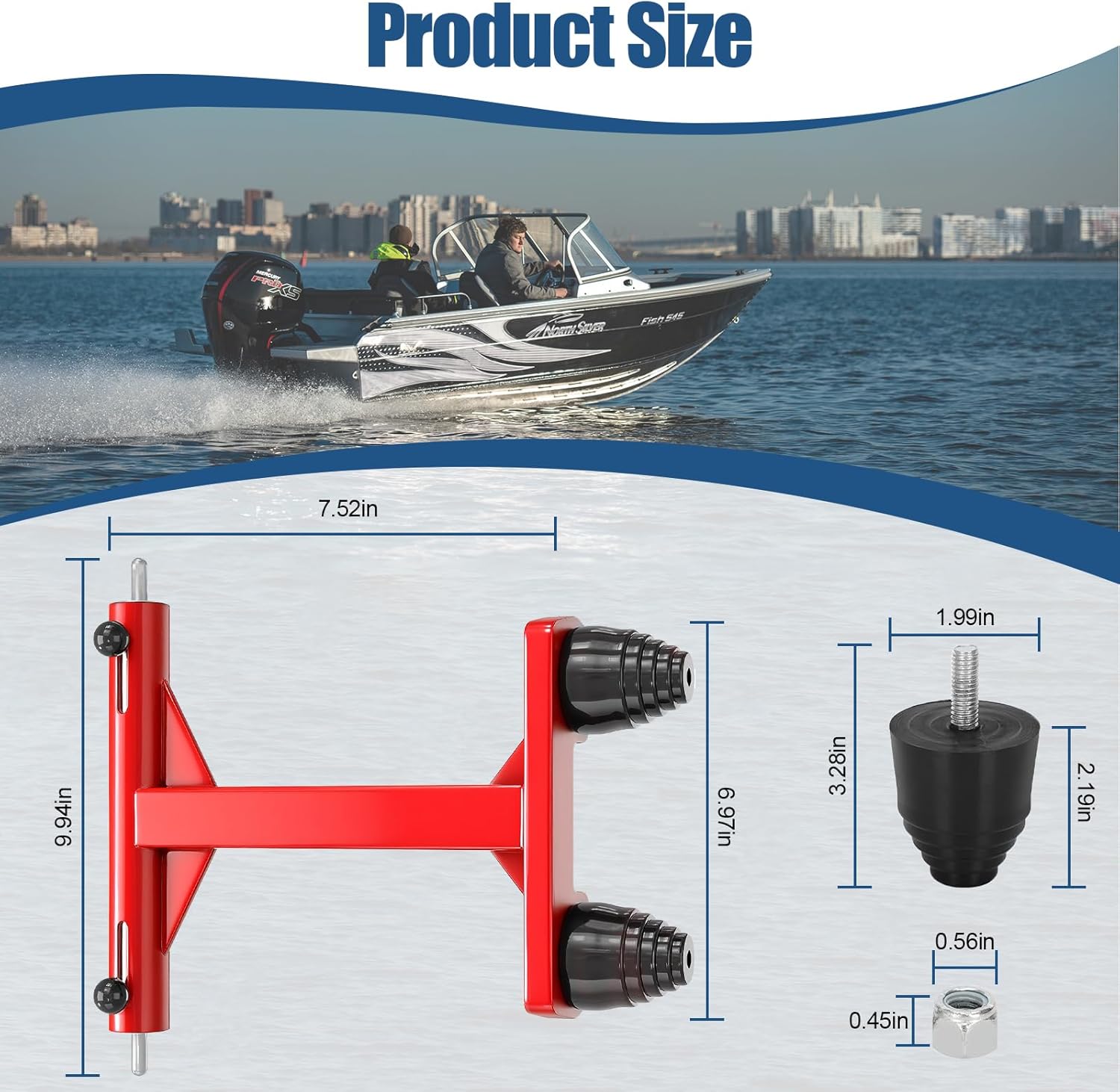 4-Stroke Transom Saver Motor Tote, Patented Motor Trailering Support, Fits for Mercury 75/90/115/200/225/250/300HP 4-Stroke Engines, Also New V6 175HP Engines