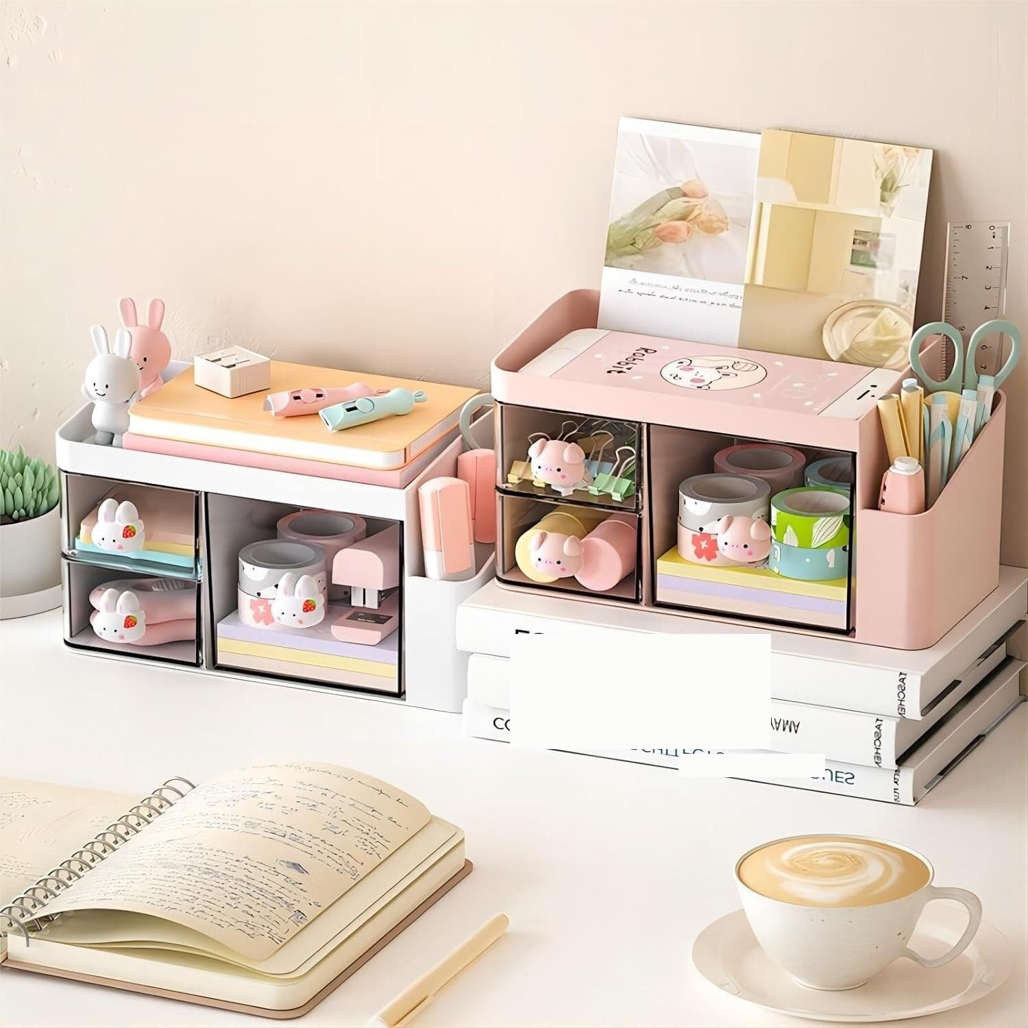 Schreibtisch Organizer Schreibtisch-Organizer Mit 2 Schubladen, Bürobedarf-Organizer Für Den Schreibtisch, Niedliches Schreibtischzubehör Kunststoff Büro(A)
