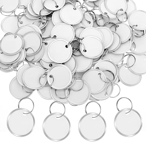 300 Pieces 1.25 Inches White Metal Rim Key Tags Bulk