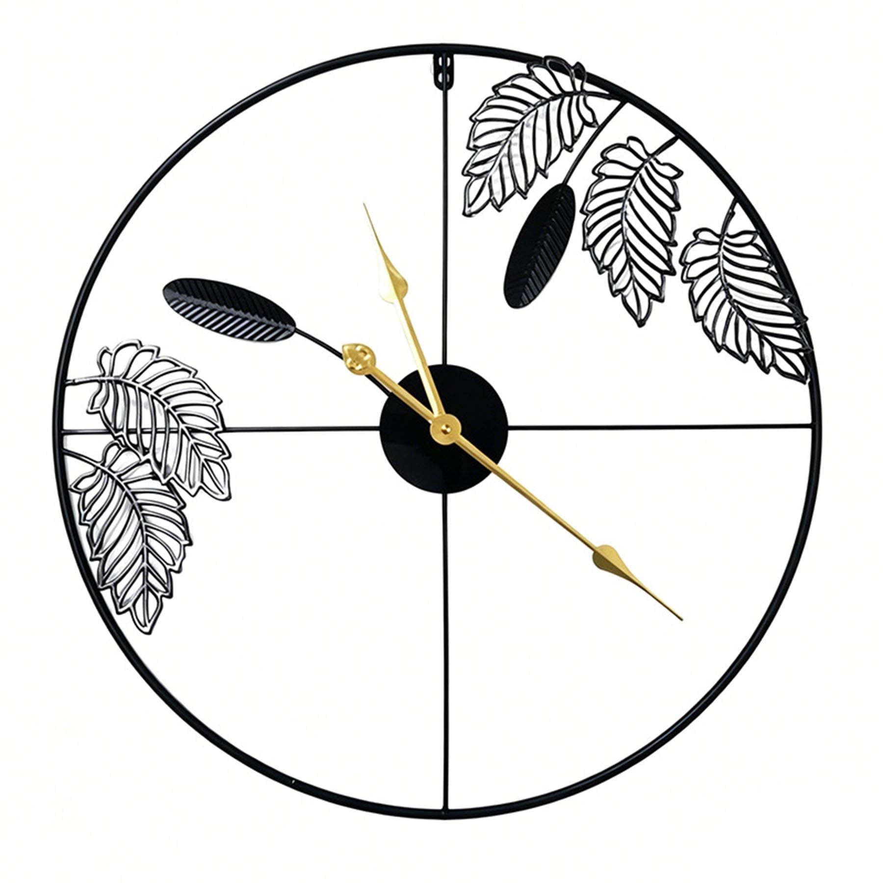Rozhuhro Simple Silent Wall Clocks, Round Non-Ticking Metal Wall Clock, Battery Operated, Nordic Metal Frame Decoration Wall Clock, for Living Room Home Decor Bedroom Kitchen Office