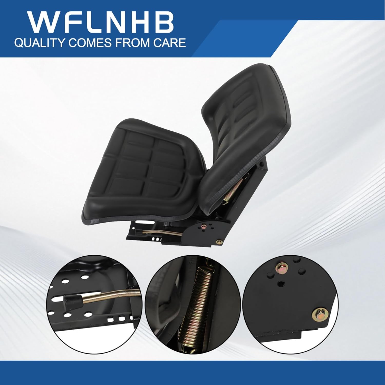 WFLNHB Black Adjustable Tractor Suspension Seat with Tilt Replacement for Massey 230 234 234H 234S 235 240 245 250 254 255