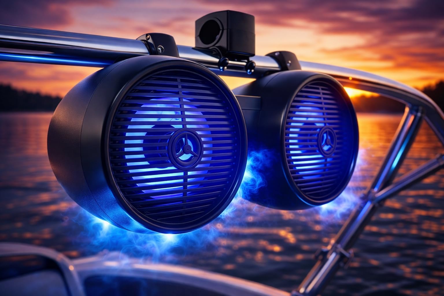 Pyle Altoparlanti impermeabili per fuoristrada, 20,3 cm, 300 W, 2 vie, sistema audio a torre di wakeboard con luce a LED, altoparlante stereo da esterno per auto, ATV, UTV, Jeep, barca, include staffe
