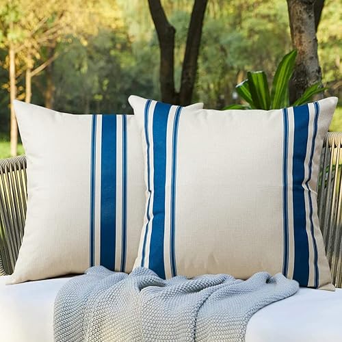 OTOSTAR Paquete de 2 fundas de almohada para exteriores de 18 x 18 pulgadas, impermeables, decorativas, con geometría cuadrada, cojines de jardín