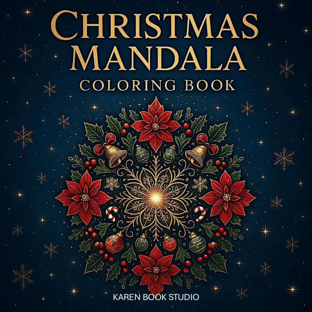 Christmas Mandala Coloring Book: 50 Beautiful Festive Designs for Adults and Kids – Relaxing Holiday Mandalas with Snowflakes, Santa, Ornaments, Reindeer and More (Mandala Coloring Collection)