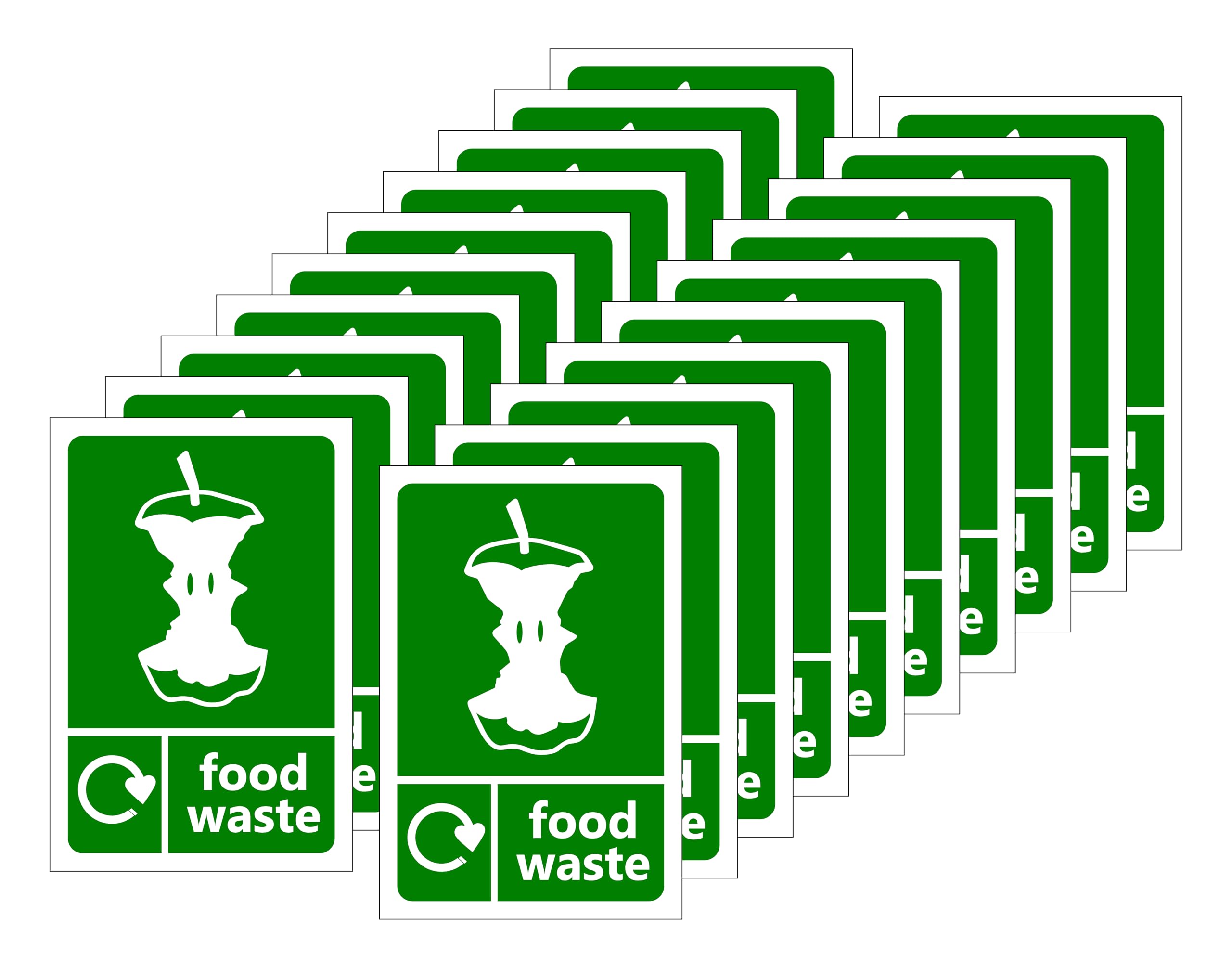 Food waste stickers Vinyl (Pack of 20) -for indoor/outdoor usage (150mm x 100mm) Viewing Distance within 3m.