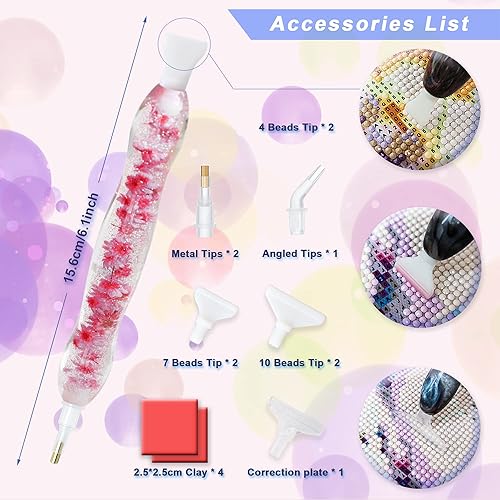 Miniatura 6 de RECORDARME Bolígrafo de pintura de diamante de resina, bolígrafo de herramientas de arte de diamante brillante, diseño ergonómico Diamond Dot Pen