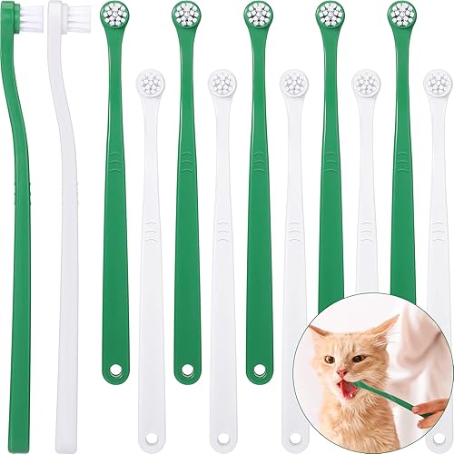 Yinder 12 piezas de cepillo de dientes para gatos pequeños y perros pequeños, mini cabeza cerdas suaves, cepillo de dientes suave para mascotas,