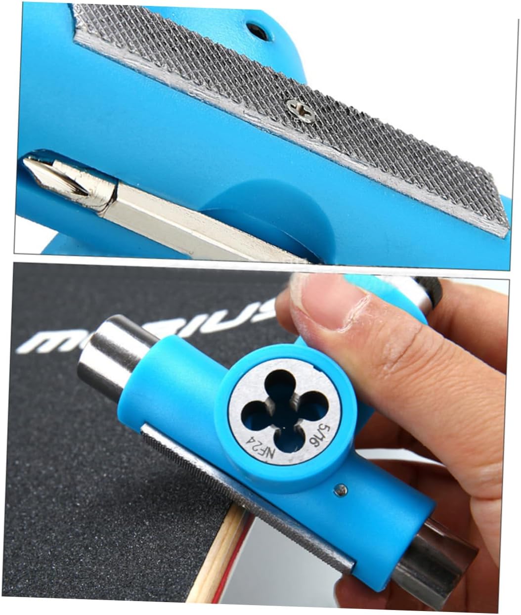 Hemoton Multi-Functional Skateboard Tool Portable T-Y Tool for Assembly and Disassembly of Skateboards and Roller Skates Adjustable Skate Allen Key Blue