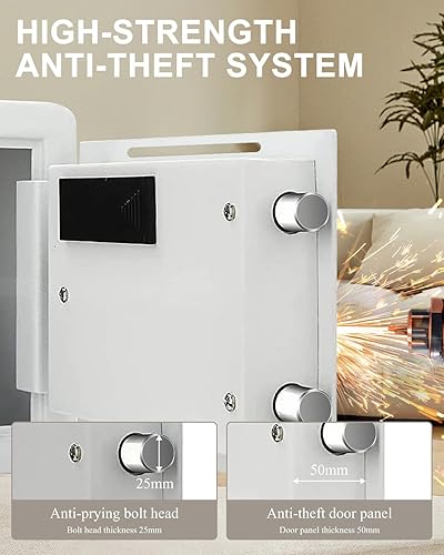 Miniatura 3 de TIGERKING Caja fuerte digital con teclado, pequeña caja de seguridad blanca para depositar dinero en efectivo fácilmente, caja de seguridad para el