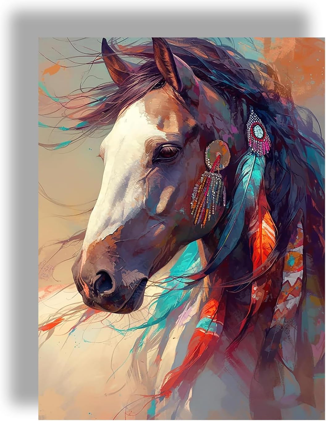 Pavemlo 5D Diamond Art Kits for Adults Brown Horse, Full Drill Diamond Art Animals Pictures Paint with Diamonds, DIY Cross Stitch Jewel Art Rhinestone Craft for Home Wall Decor 24X32 inch