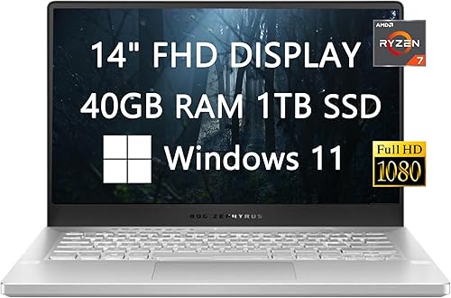 asus ROG Zephyrus - Laptop para juegos, pantalla FHD de 144 Hz, NVIDIA GeForce RTX 3060 6GB, AMD Ryzen 7-5800HS, 40 GB de RAM, SSD de 1 TB, teclado