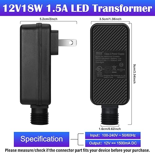 Miniatura 2 de 2 piezas de fuente de alimentación de clase 2, transformador LED, adaptador de corriente de bajo voltaje para luces de cuerda de Navidad,