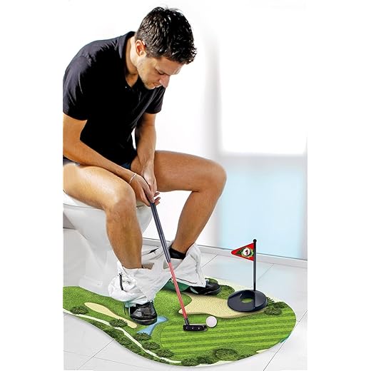 GOODLYSPORTS Toilet Golf Game-Practice Mini Golf in Any Restroom/Bathroom- Great Toilet Time-Funny Gifts for Dad, Funny White Elephant Gifts, Gag Gifts for Husband, Boyfriend, Men.