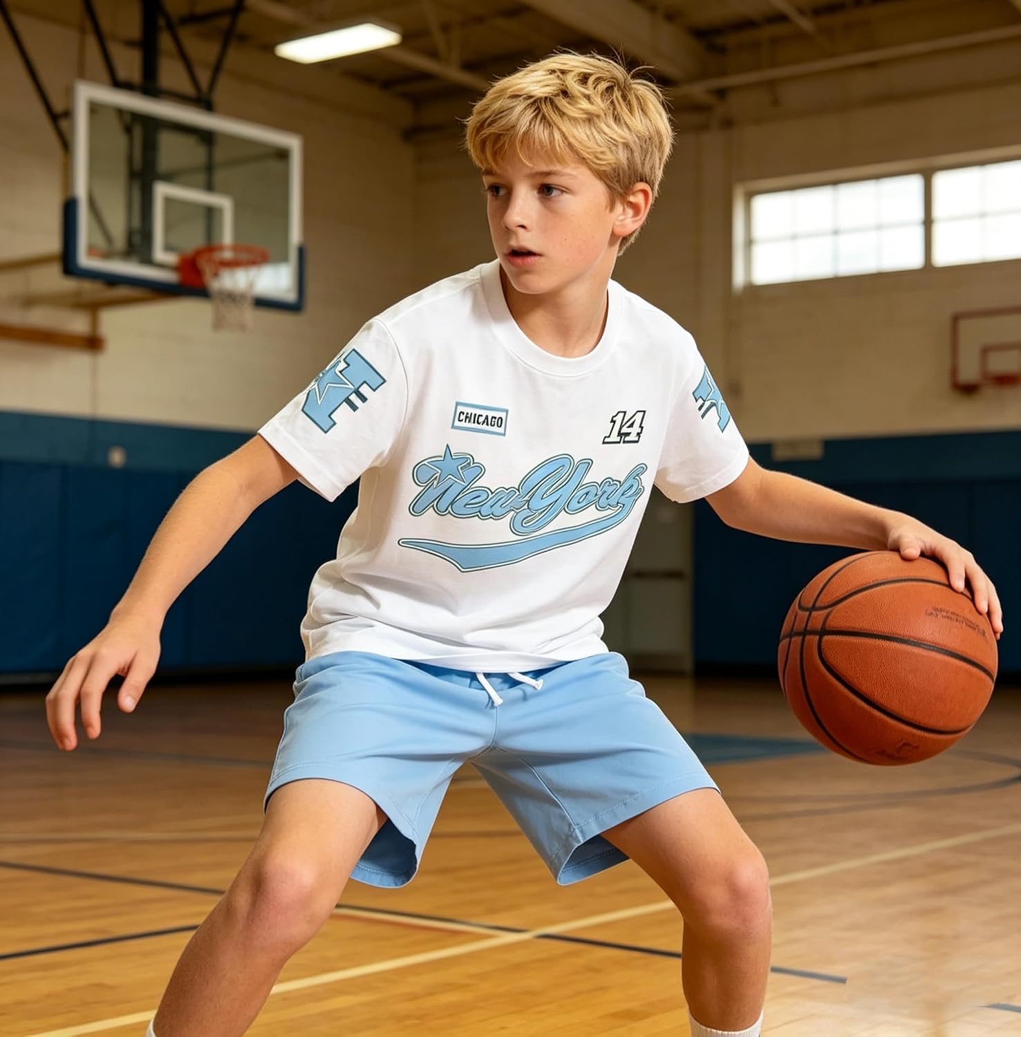 Boys Summer Clothes Letter Print Short-Sleeved T-Shirt & Shorts Set 2 Piece Teen Outfit Size 9-16 Years