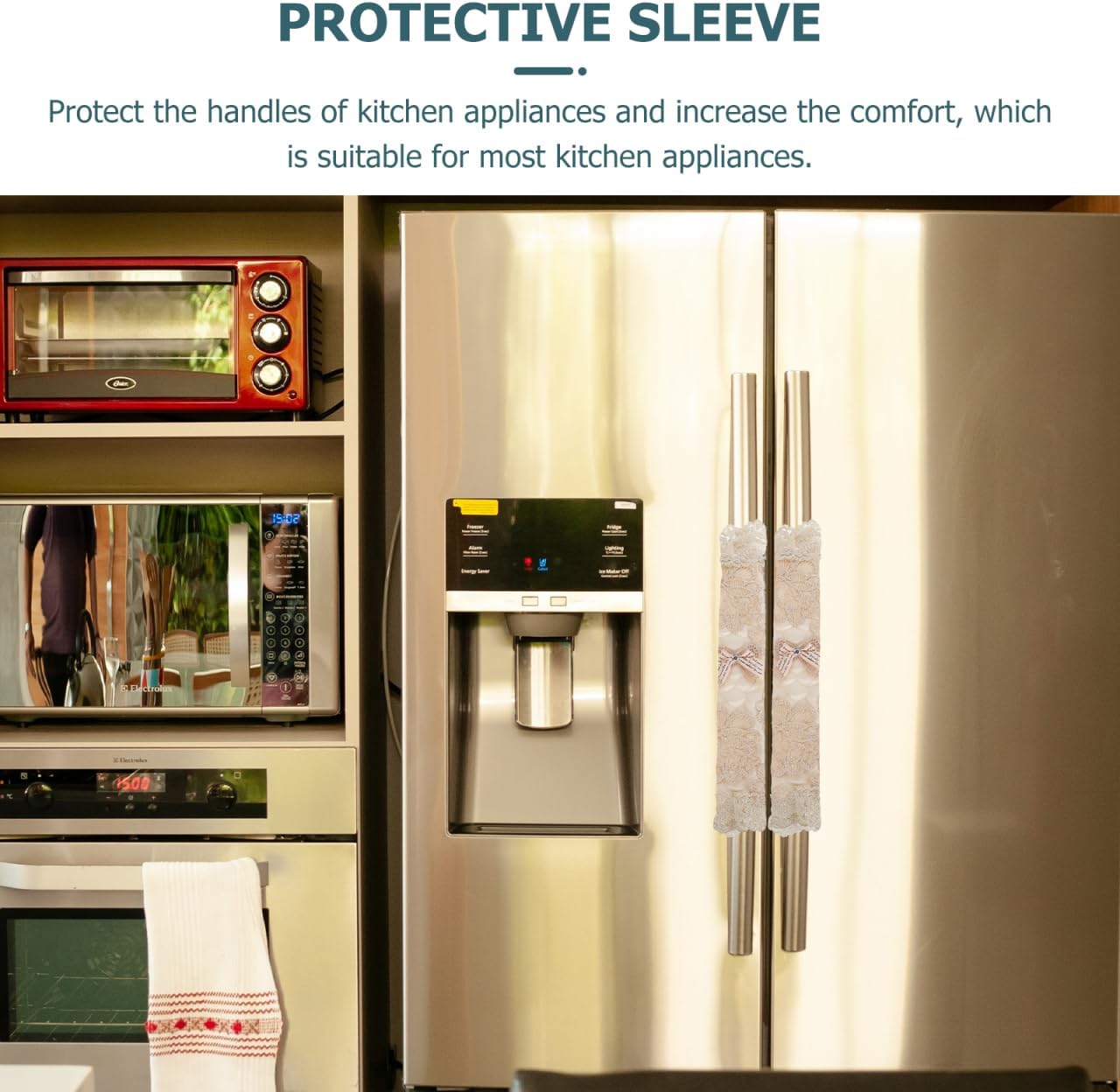 Refrigerator Door Handle Covers 6-Pack Soft Protective Gloves for Kitchen Appliance Handles Microwave Fridge Oven Dishwasher Washable Beige