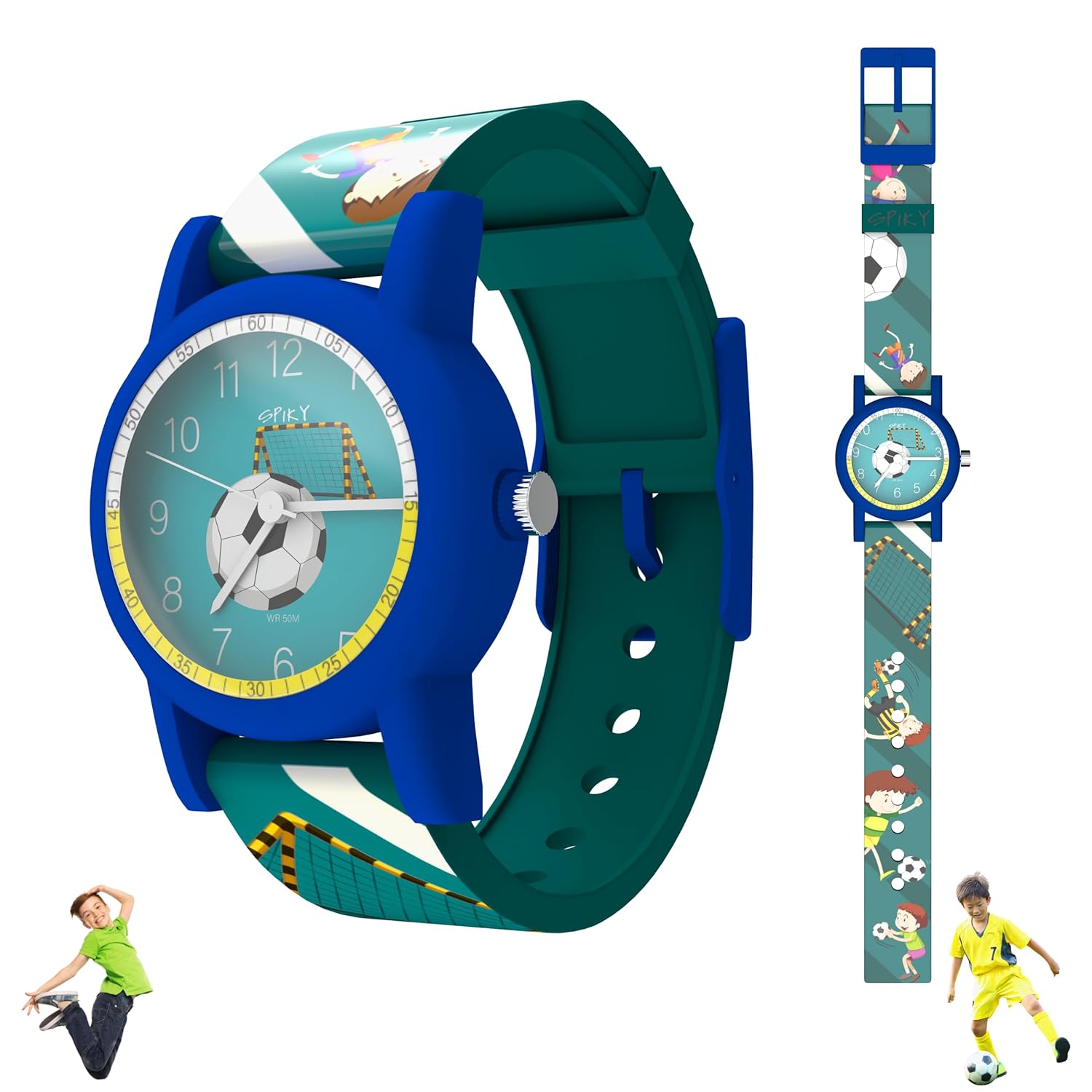 SPIKY Analog Kids Watch | Sports Theme Floral Printed Dial & Strap | Unbreakable TPU Strap | 30M Water Resistant, Fun & Stylish Watch | Best Birthday Gift for Boy and Girls | Suitable for 2 to 8 Years