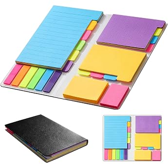 Haftnotizen Set 400 St ck Klebezettel in 6 Gr en mit PU-Lederh lle - Wiederverwendbare Seitenmarker & Lesezeichen f r B robedarf Schulsachen B cherorganisation und Notizen machen