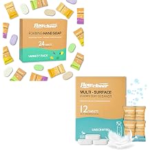 flowcheer Foaming Hand Soap Tablets 24 Pack + All-Purpose Cleaner Refill Tablets 12 Pack Bundle Eco-Friendly Hand Wash & Multi-Surface Household Cleaning Set
