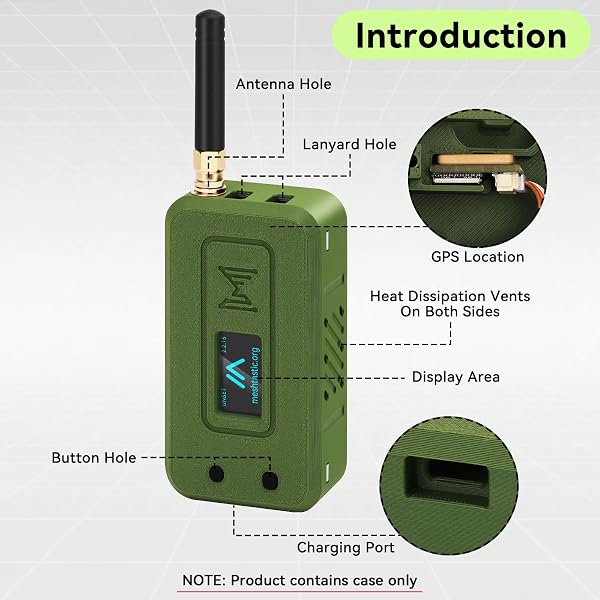 Heltec V4 Case for ESP32 LoRa V4 Development Board Custom Meshtastic Case with Antenna Port and Charging Slot (N35F, Green) - 2
