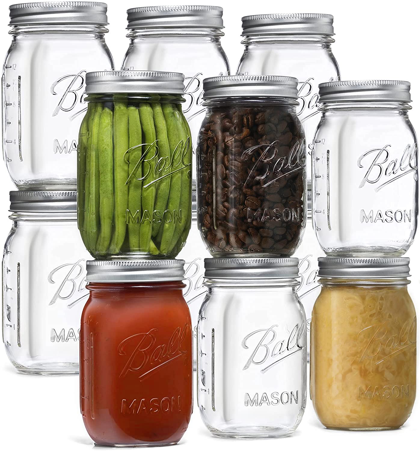 Buy Ball Mason Jars 16 oz/Pint 12 Regular Mouth Jars with Airtight