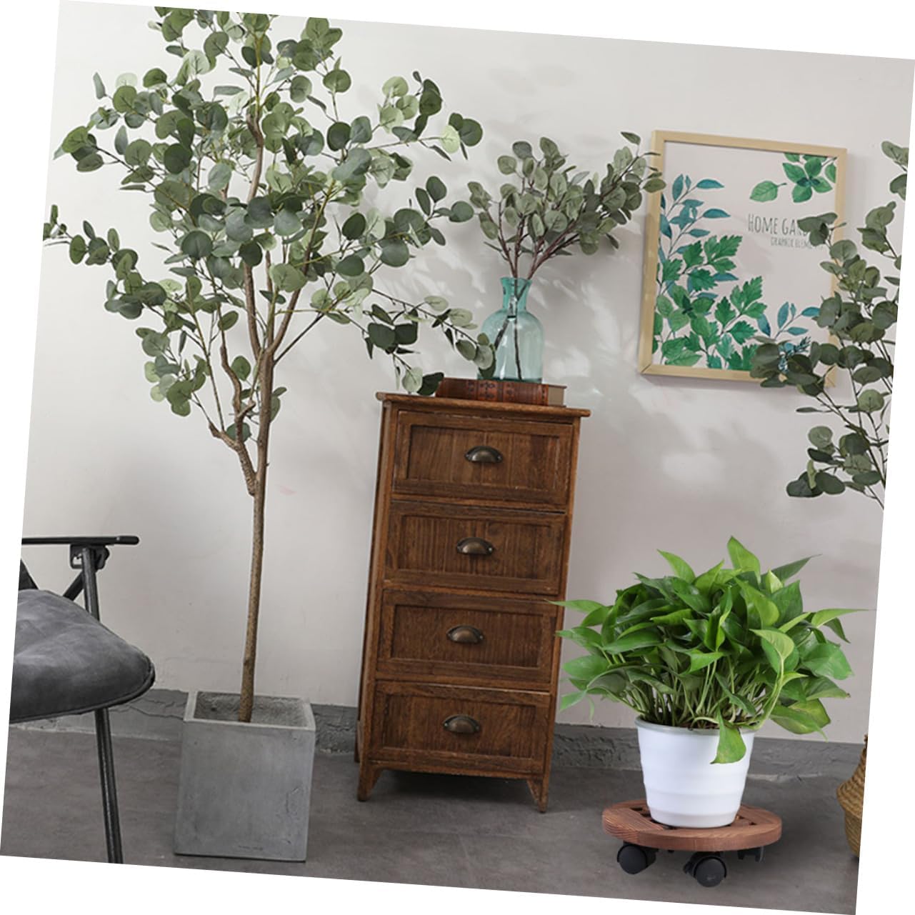 Hemoton Rolling Planter Tray Wheels Flowerpot Mover for Outdoor Indoor Plant Pot Base Trolley Rotation Stable Non-Slip for