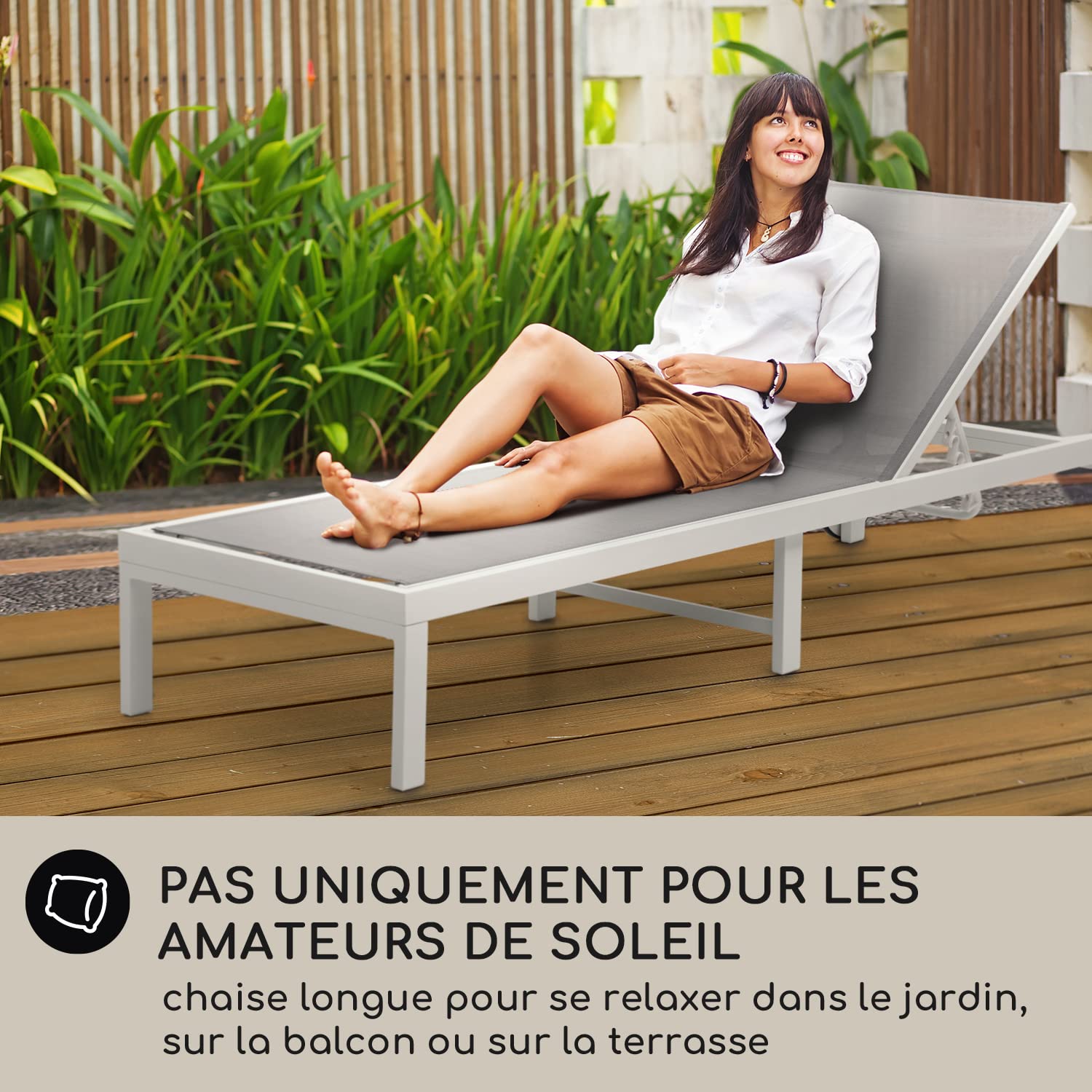 Chaise Longue Pliable Blumfeldt Sun Valley - Transat Jardin Avec Oreiller Et Dossier Réglable - Aluminium