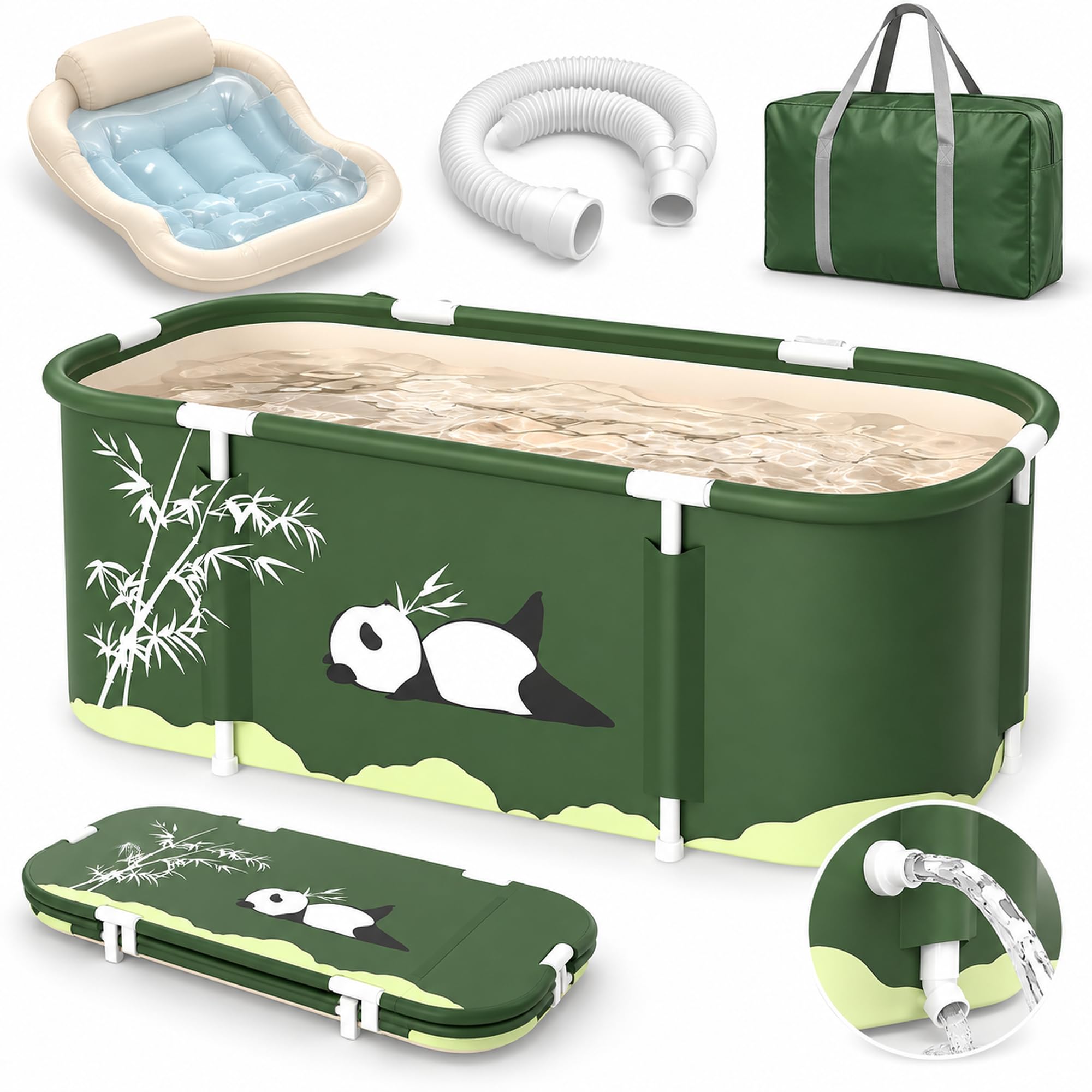 diceevil 115cm Portable Foldable Bathtub for Adults, Family Spa Soaking Tub