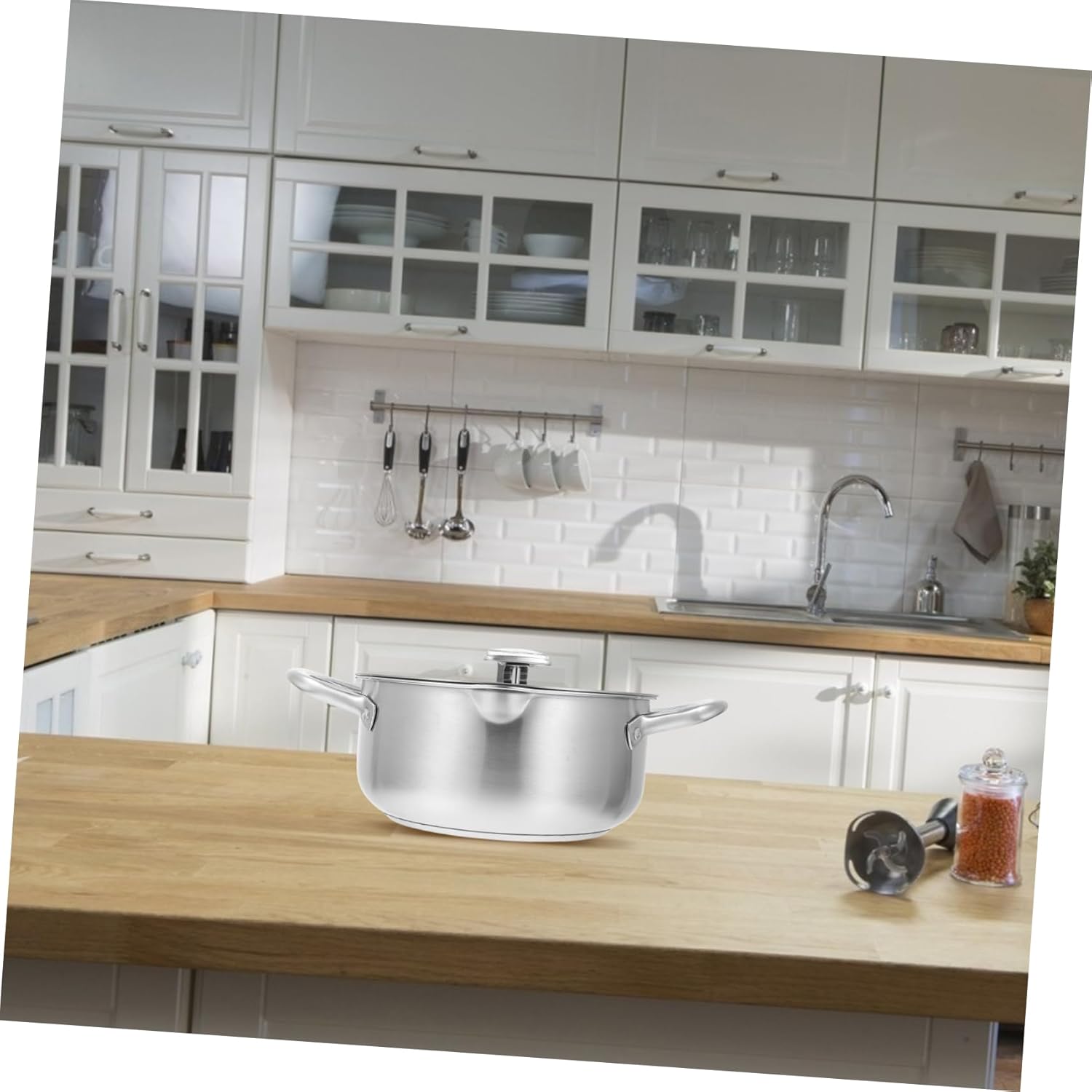 Luxshiny 1pc Stainless Steel Deep Fryer with Temperature Control Thermometer for Home Kitchens Restaurants Parties Non-splash Design Easy to Clean Frying Pot Silver Finish