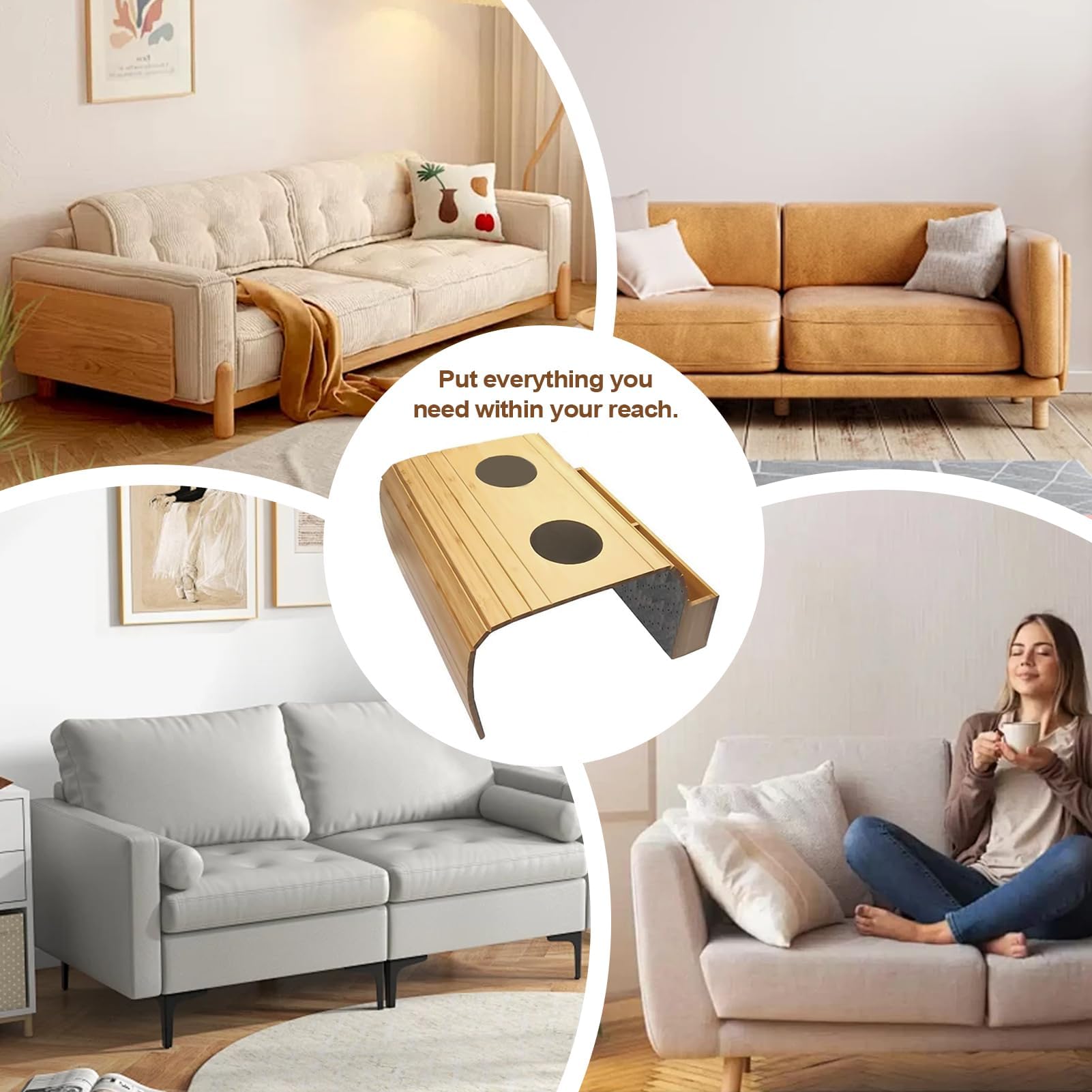 Mesa con reposabrazos para sofá, mesa plegable duradera para aperitivos y bebidas, para sala de estar, ideal para bebidas, aperitivos y comodidad