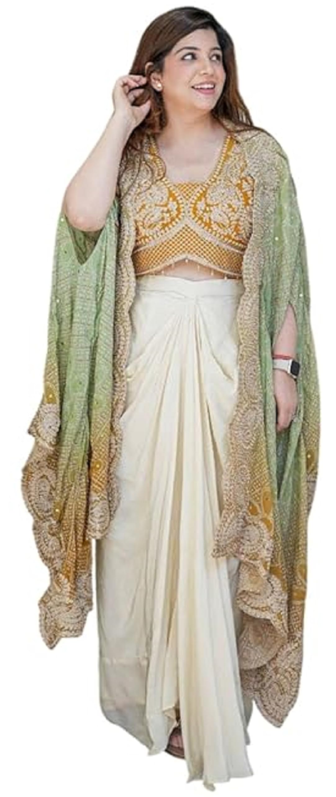 Lehenga Choli And Koti Blouse Set For Womens And Girls Silk Chinon Silk Fabric With Sequins and Thread Embroidery Work Fully Stitched/wedding/party Indo western Yellow-image-36