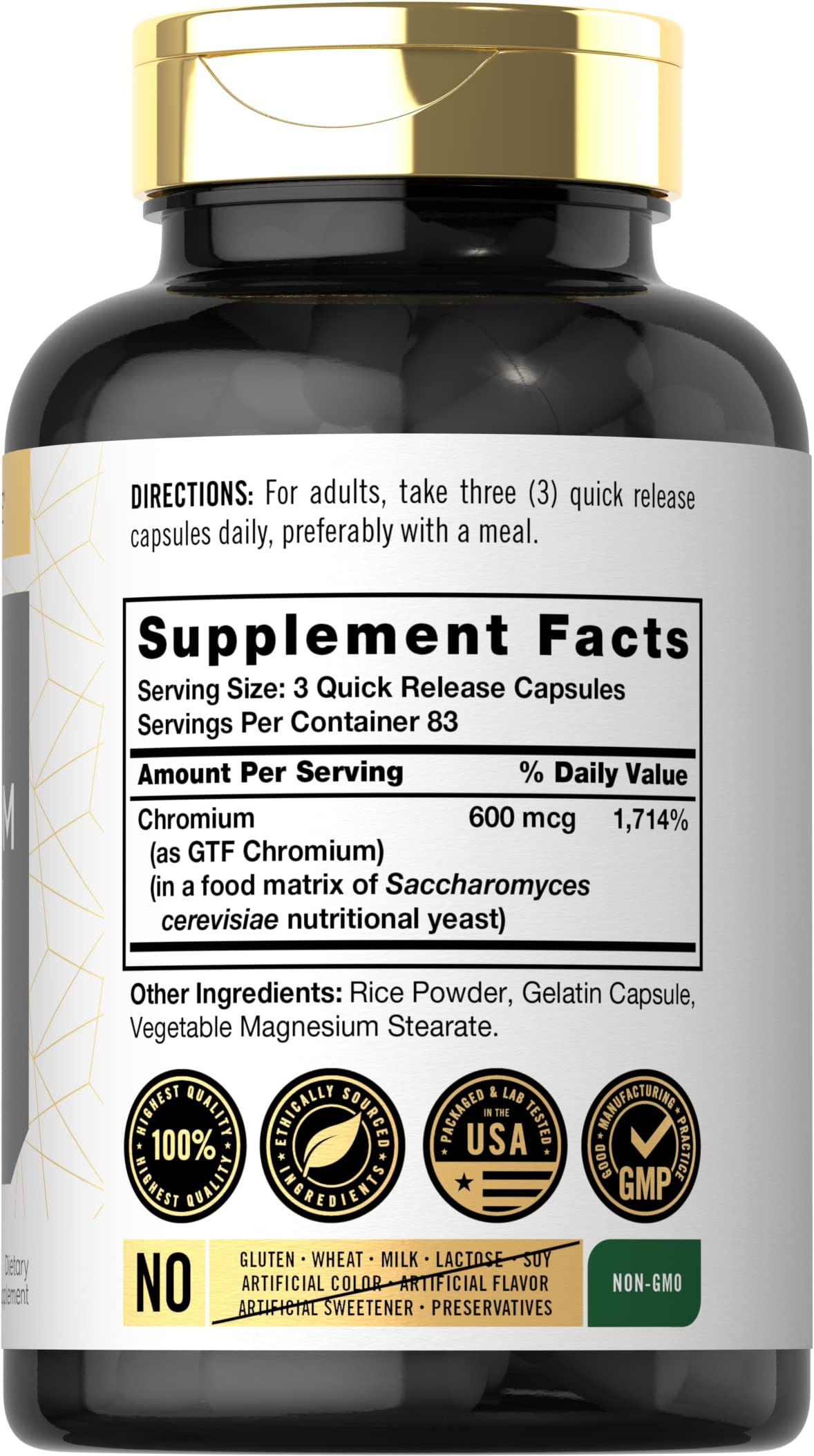 Carlyle GTF Chromium Supplement | 600 mcg | 250 Capsules — Amazon image 2