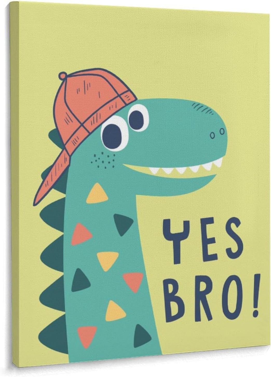 Cute Dinosaur Canvas Wall Art Print For Bathroom Bedroom Living Room Framed Canvas Poster Picture Painting Hotel Restaurant Bar Office Home Wall Decor 12x16 Inch